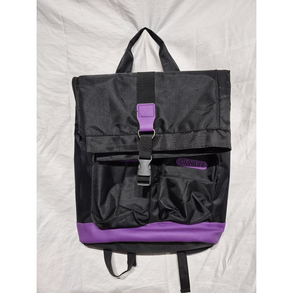 BACKPACK Omni Life Expandable Black Purple Outdoor Indoor New,, Never Used